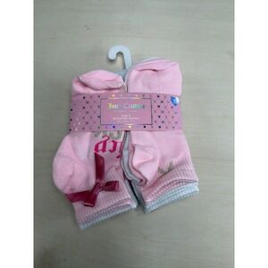 Juicy Couture Girls Quarter Socks 10 Pair Pack Pink White Grey Shoe Size10-4 NEW
